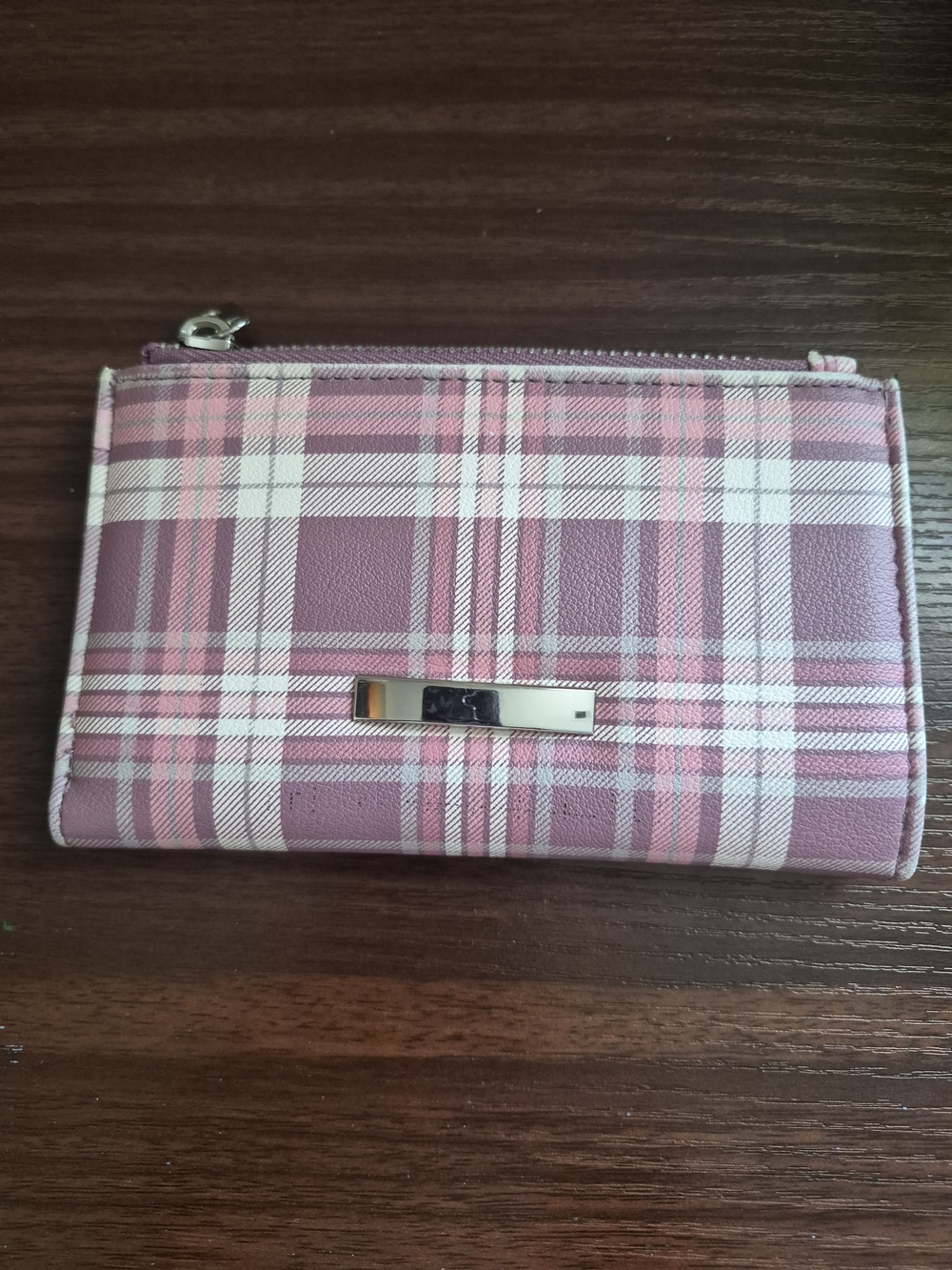 Women's Pink Plaid Zip Wallet